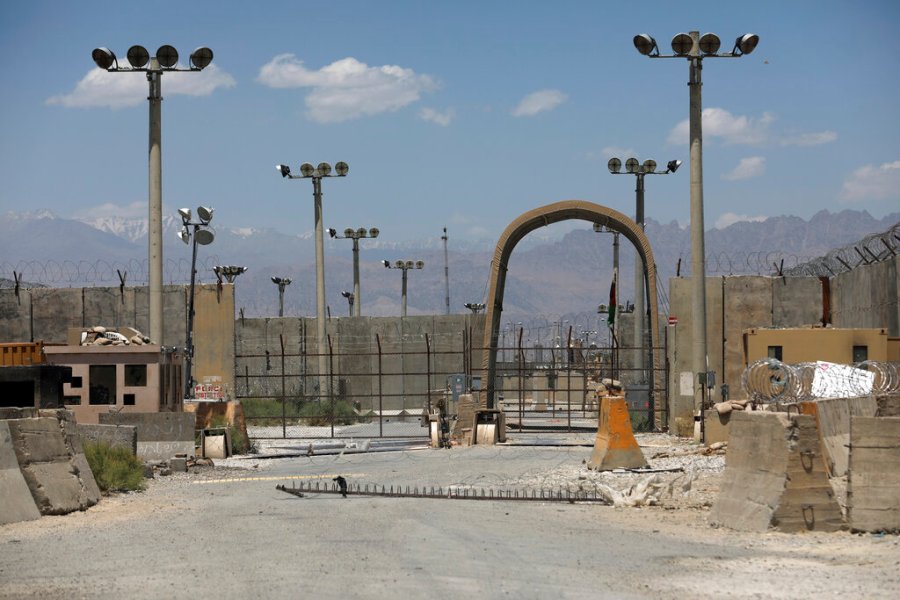 A gate is seen at Bagram Air Base in Afghanistan, Friday, June 25, 2021. In 2001 the armies of the world united behind America and Bagram Air Base, barely an hours drive from the Afghan capital Kabul, was chosen as the epicenter of Operation Enduring Freedom, as the assault on the Taliban rulers was dubbed. It’s now nearly 20 years later and the last US soldier is soon to depart the base. (AP Photo/Rahmat Gul)