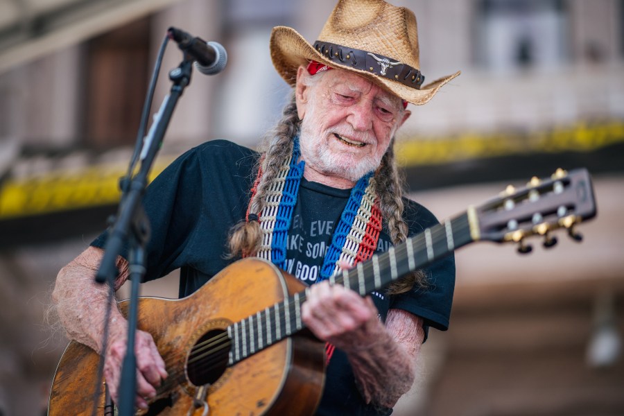 Musician Willie Nelson performs during the Georgetown to Austin March for Democracy rally on July 31, 2021 in Austin, Texas. Texas activists and demonstrators rallied at the Texas state Capitol after completing a 27-mile long march, from Georgetown to Austin, demanding federal action on voting rights legislation. (Photo by Brandon Bell/Getty Images)