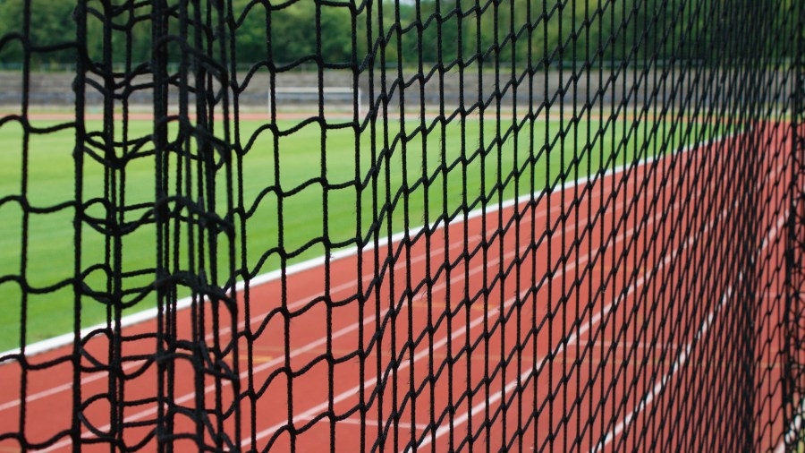 Safety net at a athletic stadium