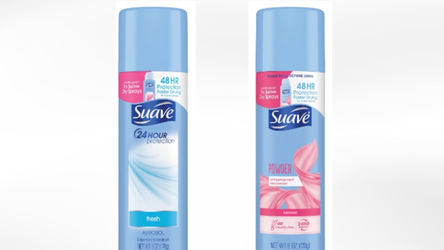 Suave antiperspirant cans