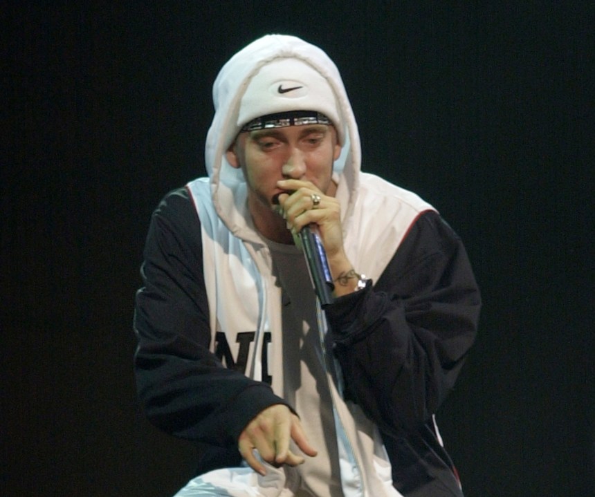 Eminem performs in Spain on Nov. 14, 2002.