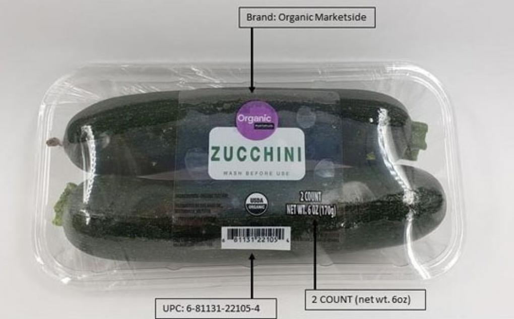 World Variety Produce Inc.'s Organic Marketside Zucchini (Courtesy of FDA)