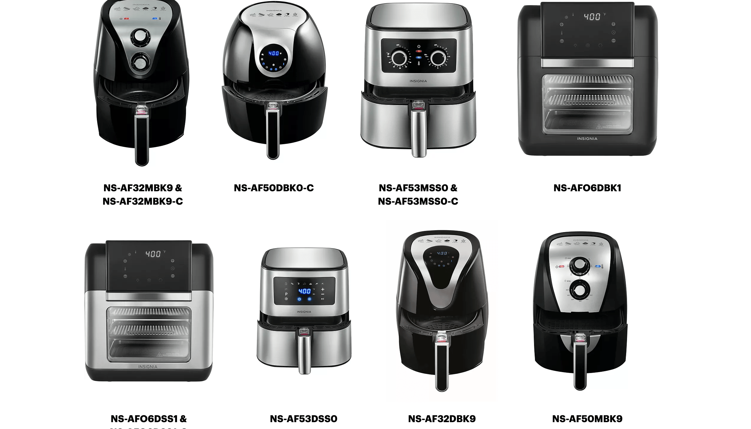 Several air fryers