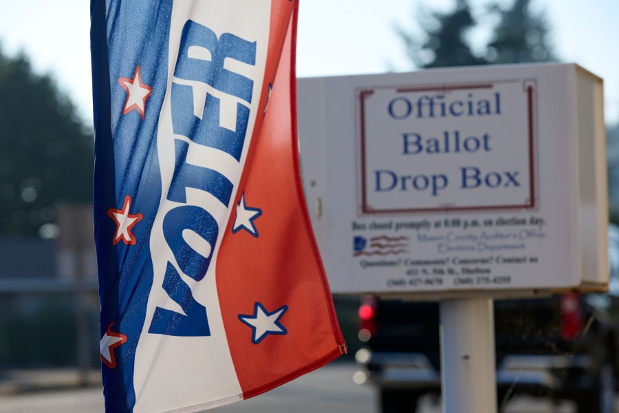 A picture of a ballot drop box.