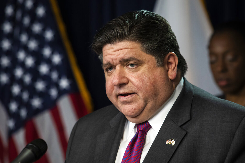 Illinois Gov. J.B. Pritzker speaks in Chicago.