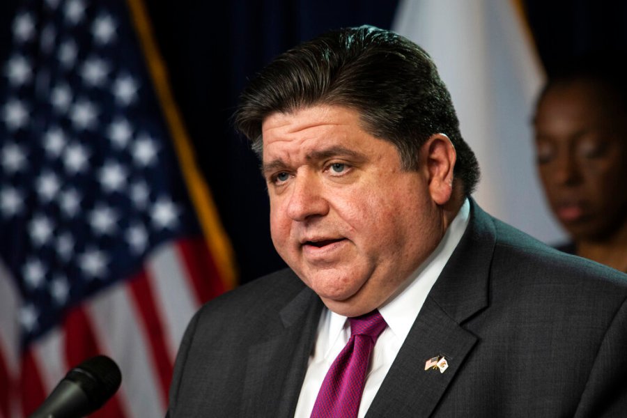 Illinois Gov. J.B. Pritzker speaks in Chicago.