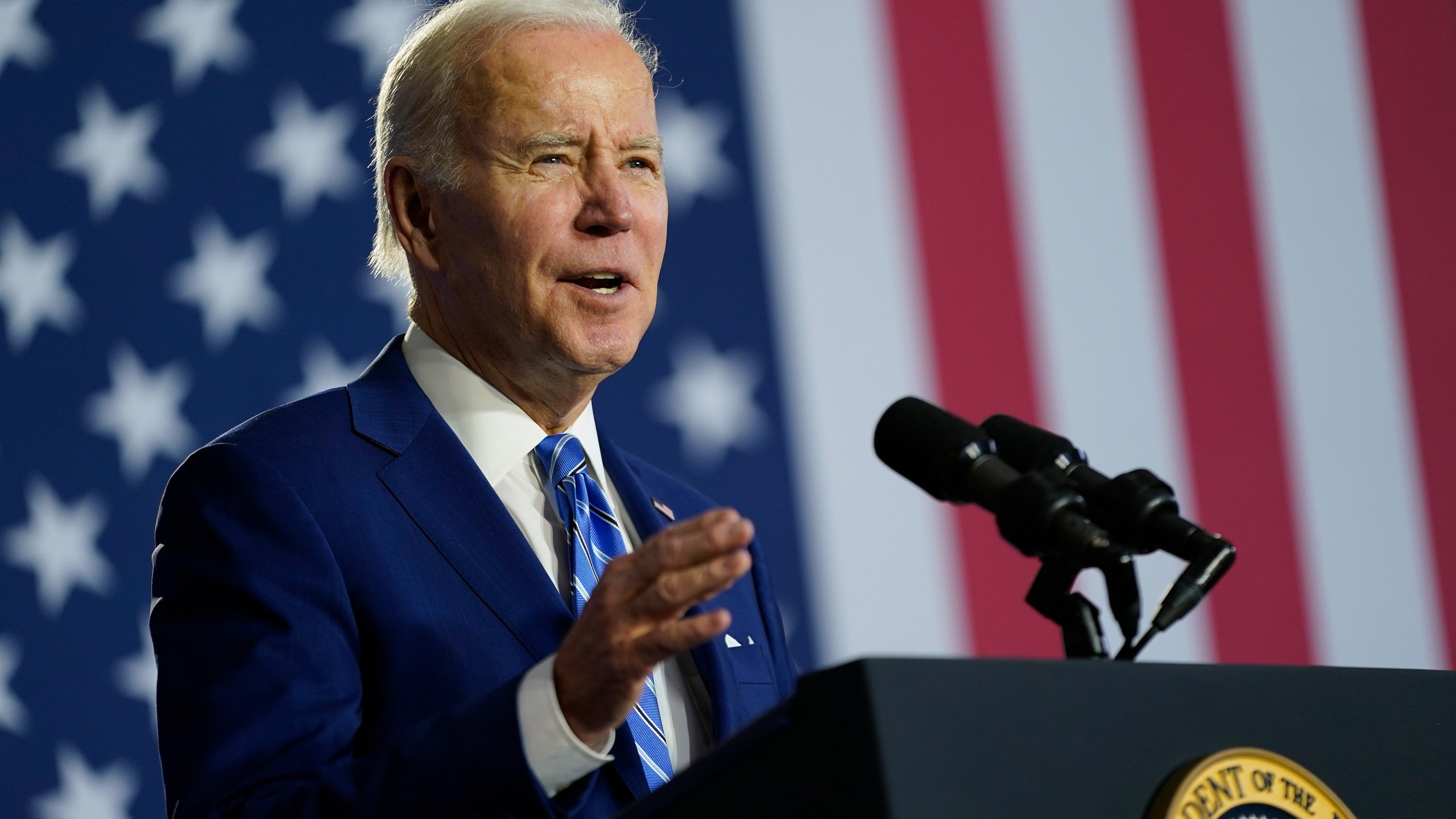 FILE -President Joe Biden speaks about his administration's plans to protect Social Security and Medicare and lower healthcare costs, Thursday, Feb. 9, 2023, at the University of Tampa in Tampa, Fla. Biden is set to announce that his administration is expanding eligibility for Medicare and the Affordable Care Act’s exchanges to hundreds of thousands of immigrants brought to the U.S. illegally as children. That's according to two people familiar with the matter who discussed it on condition of anonymity before an announcement on Thursday, April 13, 2023. (AP Photo/Patrick Semansky, File)