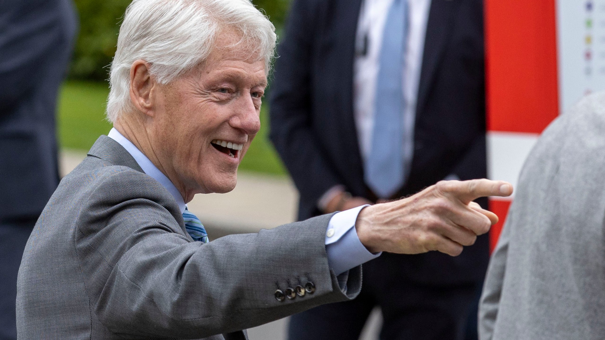 Former US President Bill Clinton smiles as he attends an event marking the 25th anniversary of the Belfast Good Friday Agreement at Queen's University Belfast, Northern Ireland, Monday, April 17, 2023. (Liam Mc Burney/PA via AP)