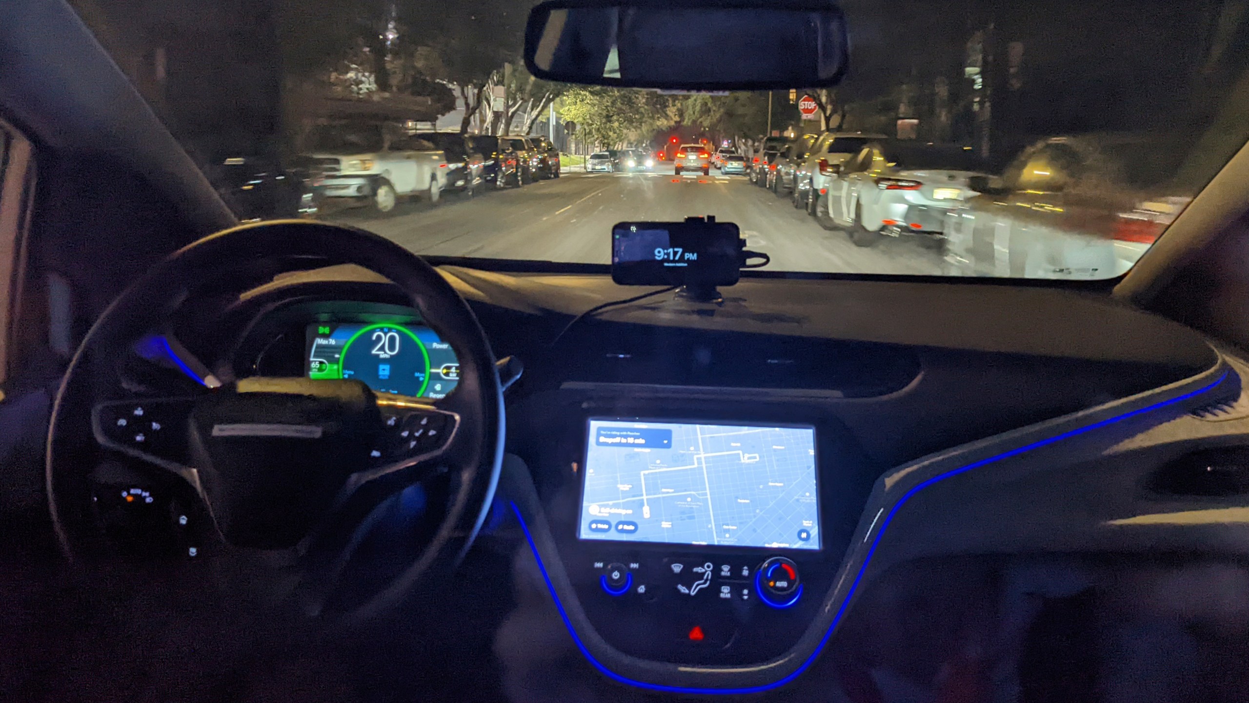 The empty driver's seat is shown in a driverless Chevy Bolt car named Peaches carrying Associated Press reporter Michael Liedtke during a ride in San Francisco on Tuesday, Sept.13, 2022. The experience provided a snapshot of the artificial intelligence technology that is advancing toward a goal of improving the lives of humans while still malfunctioning in potentially alarming ways. (AP Photo/Michael Liedtke)