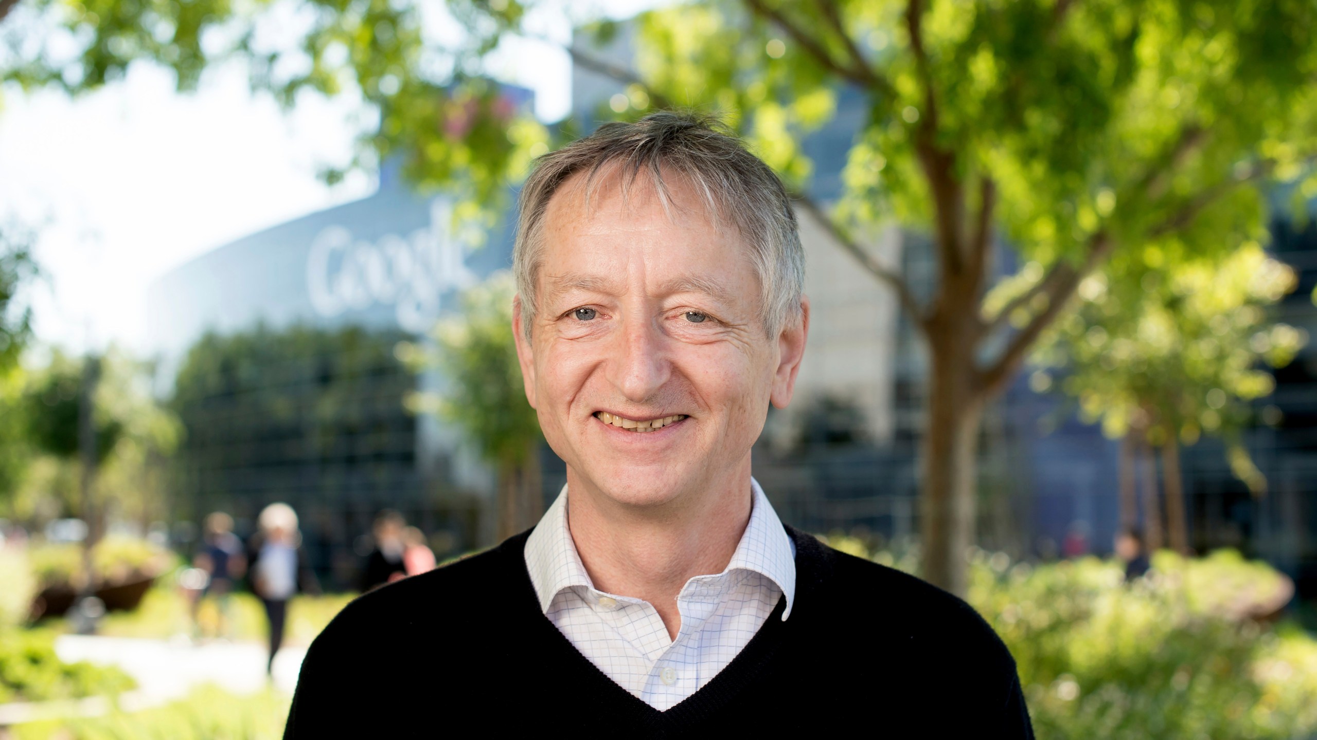 Computer scientist Geoffrey Hinton, who studies neural networks used in artificial intelligence applications, poses at Google's Mountain View, Calif, headquarters on Wednesday, March 25, 2015. Hinton, the man widely considered as the “godfather” of artificial intelligence, has left Google — with a message sharing his concerns about potential dangers stemming from the same technology he helped build. (AP Photo/Noah Berger)