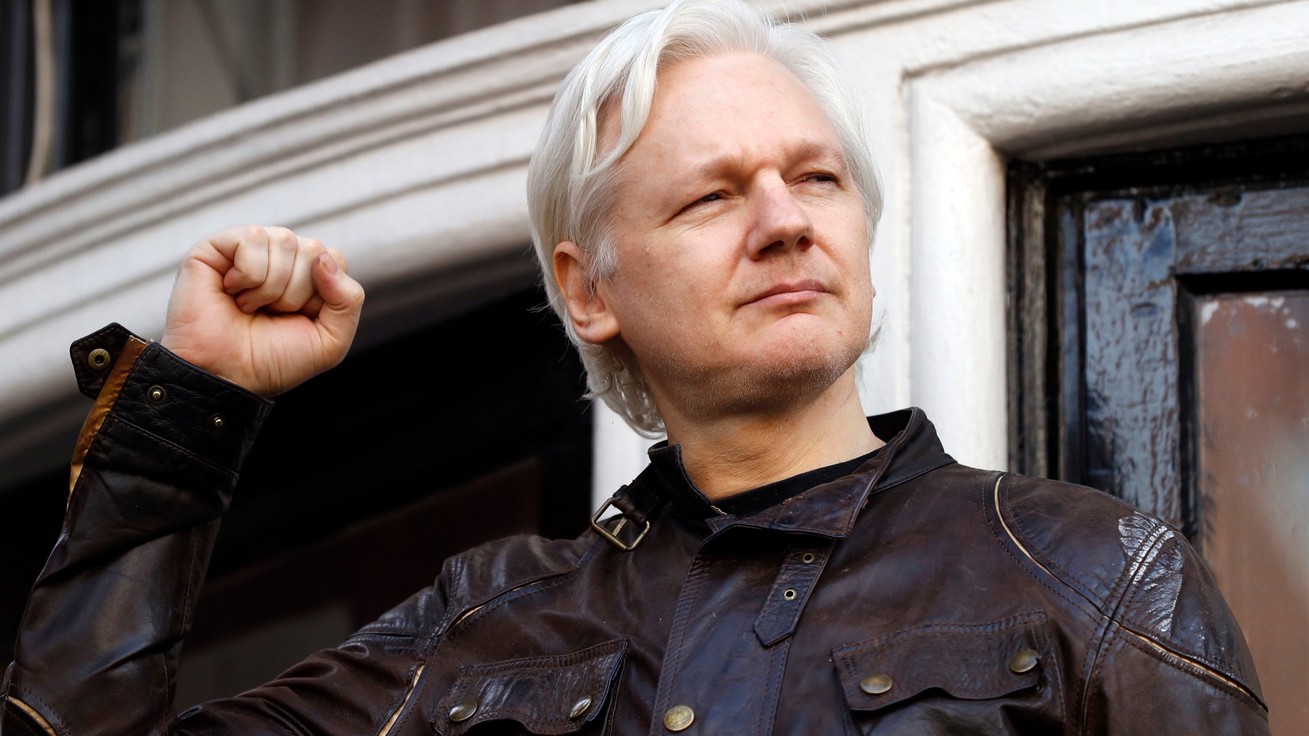 FILE - WikiLeaks founder Julian Assange greets supporters on May 19, 2017, outside the Ecuadorian Embassy in London, where he has been in self imposed exile since 2012. Australian Prime Minister Anthony Albanese expressed frustration at the United States’ continuing efforts to extradite WikiLeaks founder and Australian citizen Julian Assange, saying: “There is nothing to be served by his ongoing incarceration.” Albanese made his comments Friday, May 5, 2023, in an Australian Broadcasting Corp. interview. (AP Photo/Frank Augstein, File)