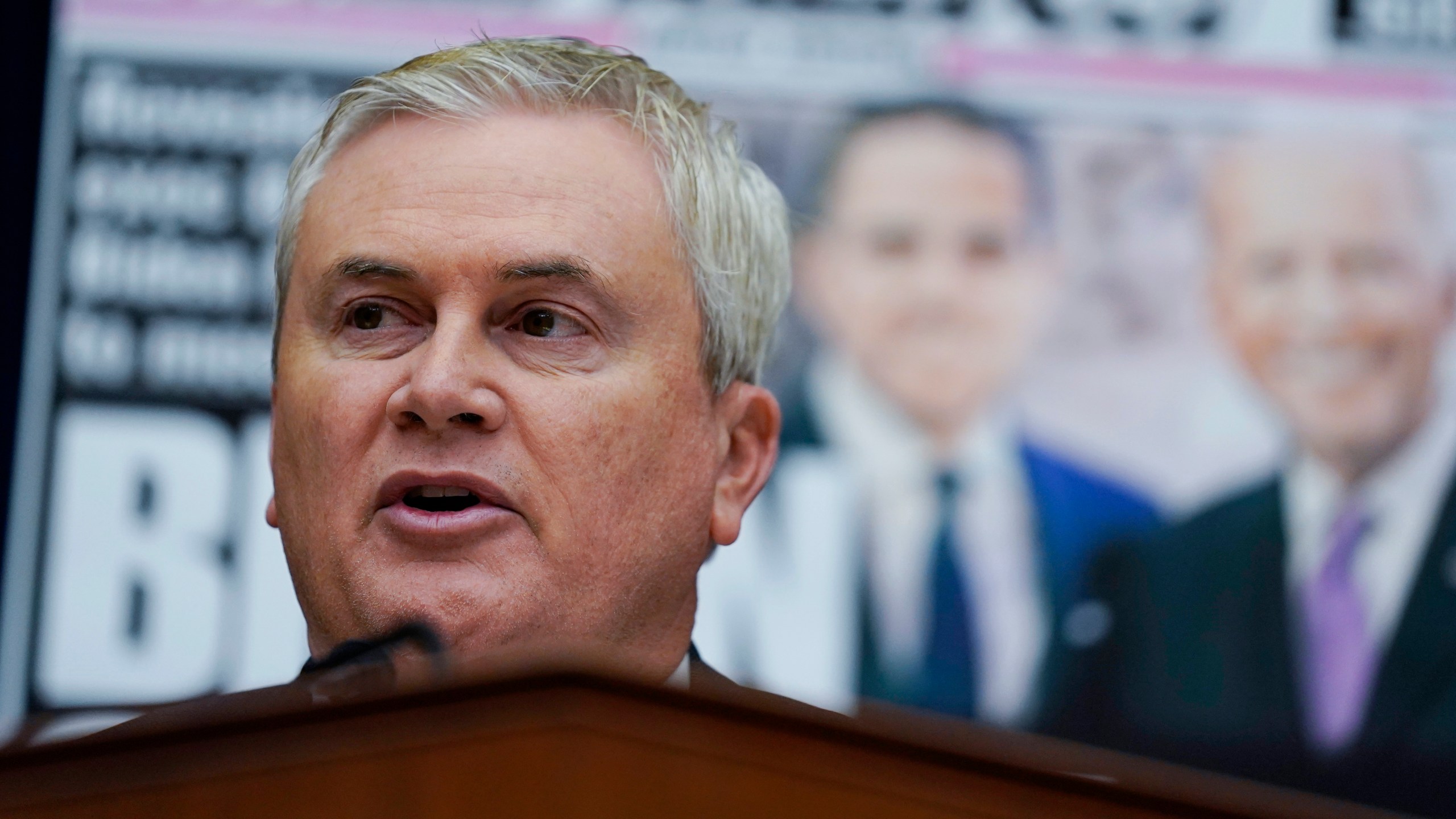 FILE - House Oversight and Accountability Committee Chairman James Comer, R-Ky., speaks during a House Committee on Oversight and Accountability hearing on Capitol Hill, Feb. 8, 2023, in Washington. Facing growing pressure to show progress in their investigations, House Republicans this week plan to detail what they say are concerning new findings about President Joe Biden's family and their finances. (AP Photo/Carolyn Kaster, File)