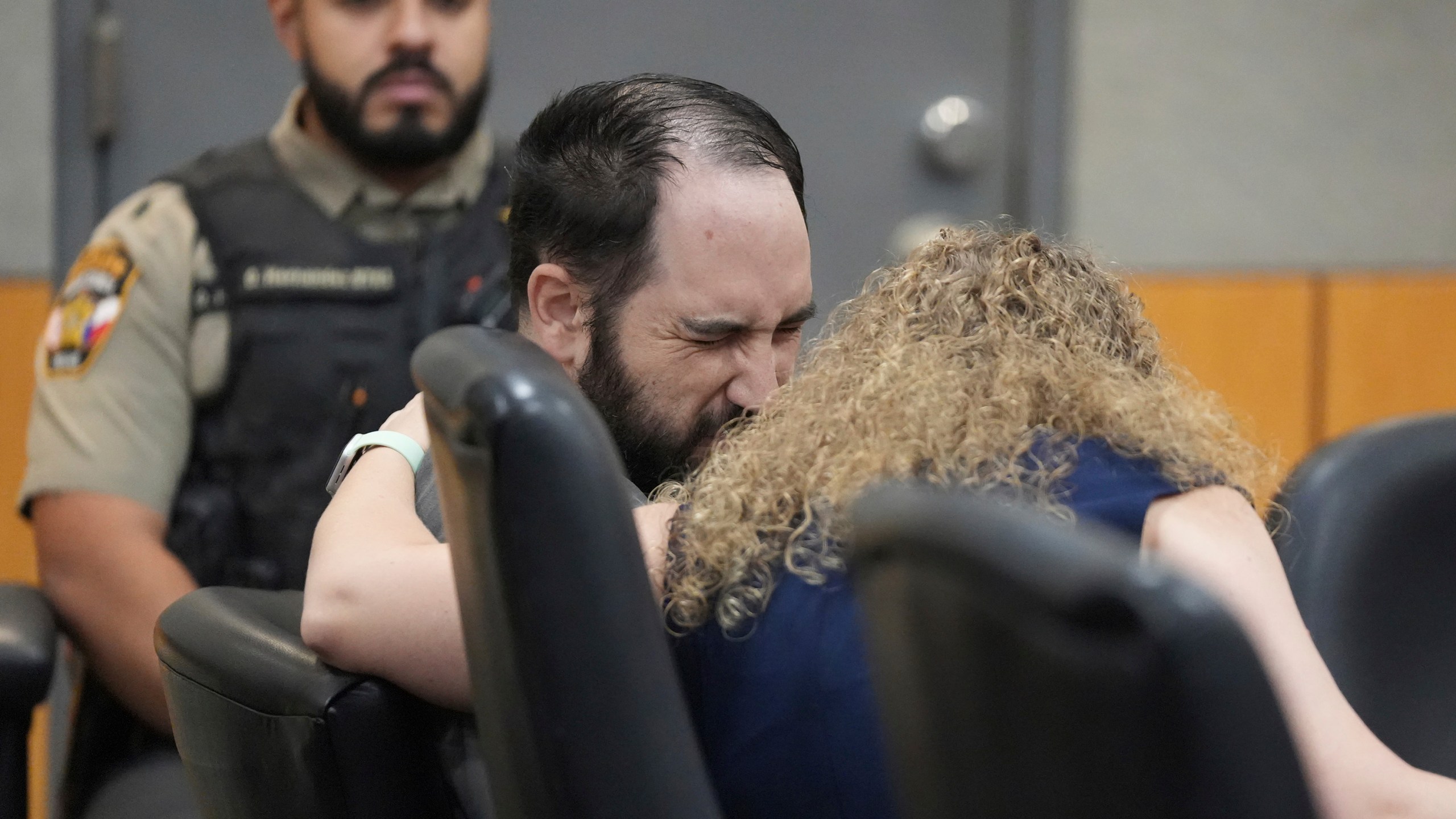 Daniel Perry reacts after being sentenced to 25 years for the murder of Garrett Foster at the Blackwell-Thurman Criminal Justice Center in Austin, Texas, on Wednesday May 10, 2023. Perry was convicted of murder in April for killing Foster during a Black Lives Matter protest in July 2020. (Jay Janner/Austin American-Statesman via AP, Pool)