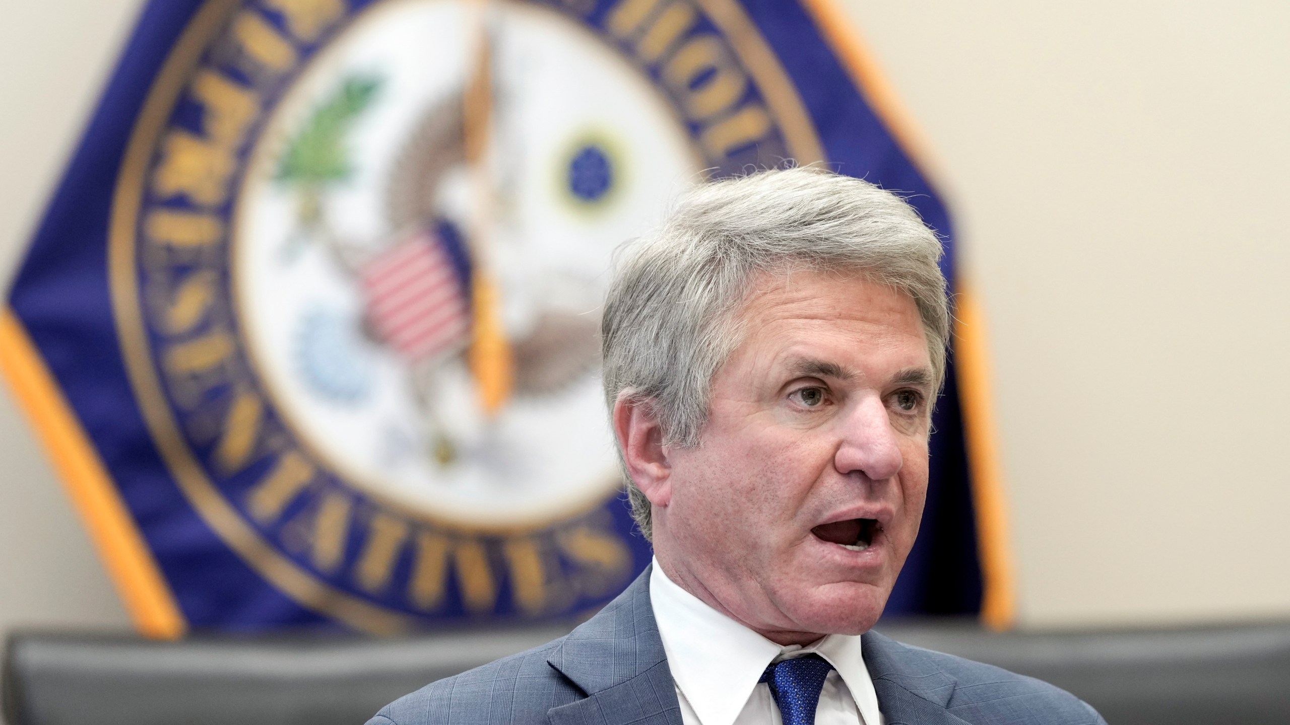 Chairman Michael McCaul, R-Texas, asks a question during the House Foreign Affairs Committee hearing on the struggles of women and girls in Afghanistan after the U.S. withdrawal, Wednesday, May 17, 2023, on Capitol Hill in Washington. (AP Photo/Mariam Zuhaib)