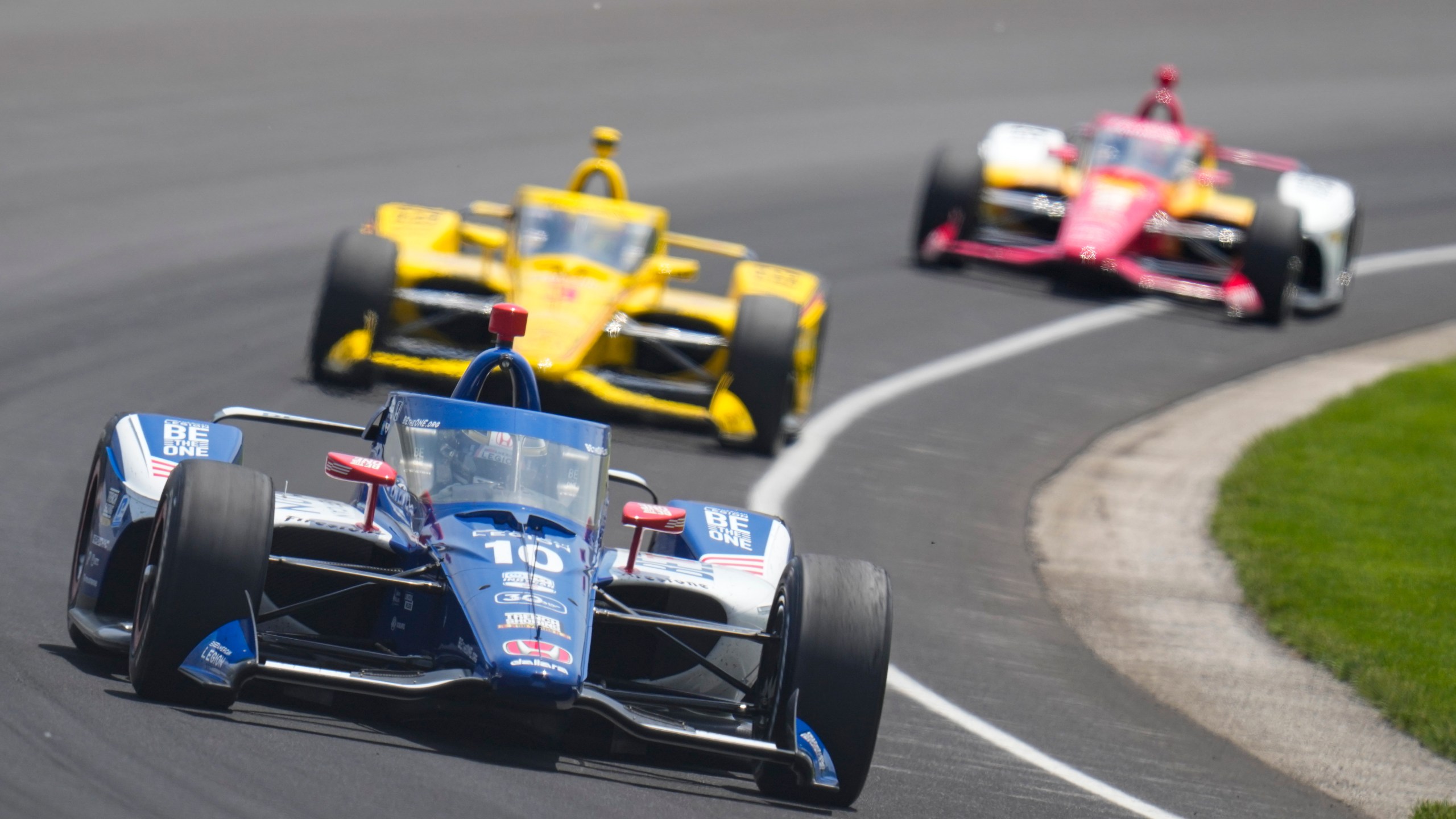 Alex Palou, of Spain, drives during practice for the Indianapolis 500 auto race at Indianapolis Motor Speedway in Indianapolis, Monday, May 22, 2023. (AP Photo/Michael Conroy)