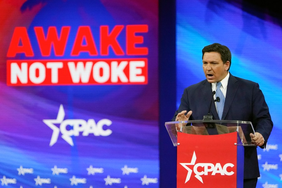 FILE - Florida Gov. Ron DeSantis speaks at the Conservative Political Action Conference (CPAC) Feb. 24, 2022, in Orlando, Fla. (AP Photo/John Raoux, File)