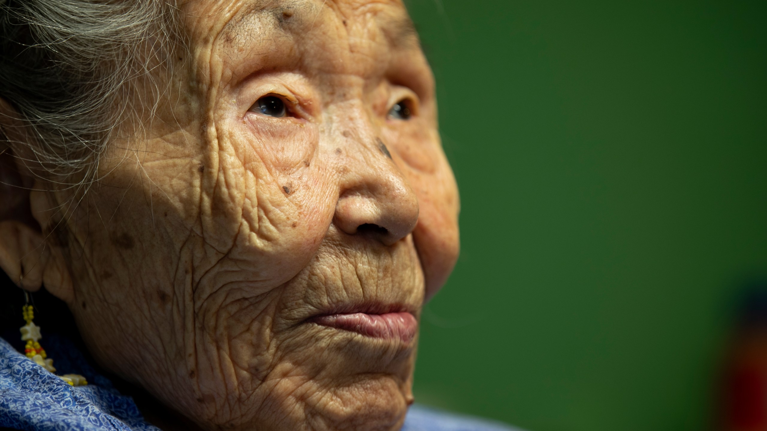 FILE - Lizzie Chimiugak looks on at her home on Monday, Jan. 20, 2020, in Toksook Bay, Alaska. Chimiugak, who turned 90 years old on Monday, is scheduled to be the first person counted in the 2020 U.S. Census on Tuesday. The share of seniors age 65 or older in the U.S. grew by more than a third, while the share of children declined, particularly among those under age 5, according to new figures from the 2020 census released Thursday, May 25, 2023. (AP Photo/Gregory Bull, File)