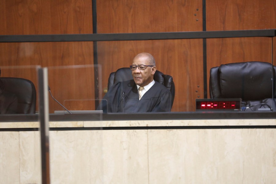 Circuit Judge Clifton Newman hears arguments on whether he should halt enforcement of South Carolina's new law banning abortion when cardiac activity is detected during a hearing, Friday, May 26, 2023, in Columbia, South Carolina. (AP Photo/Jeffrey Collins)