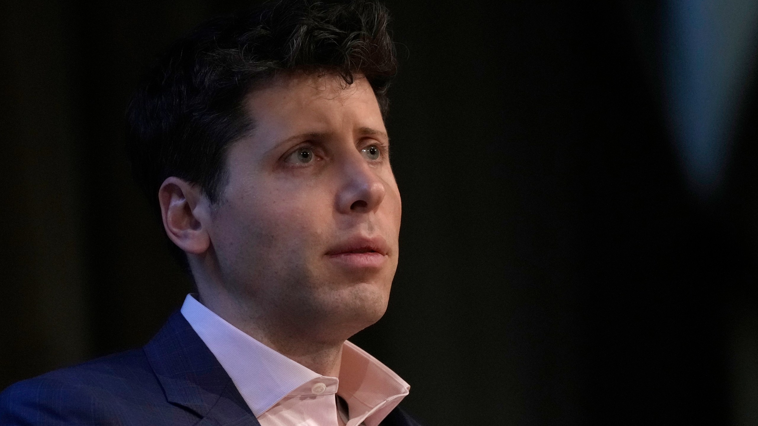 OpenAI's CEO Sam Altman, the founder of ChatGPT and creator of OpenAI speaks at University College London, as part of his world tour of speaking engagements in London, Wednesday, May 24, 2023. (AP Photo/Alastair Grant)