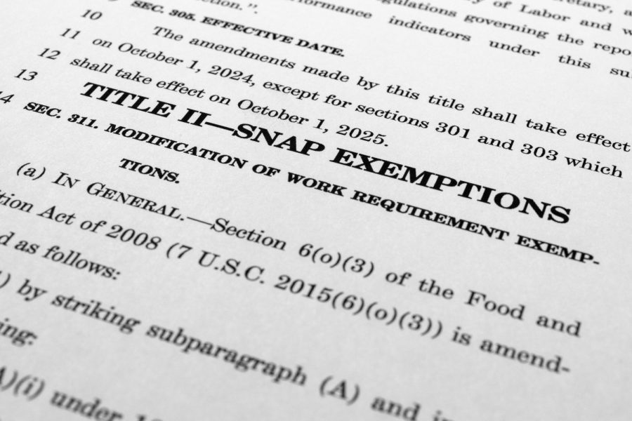 FILE - The draft of a bill that President Joe Biden and House Speaker Kevin McCarthy of Calif., negotiated to raise the nation's debt ceiling, is photographed Monday, May 29, 2023. Democrats are deeply conflicted about the food aid requirements President Joe Biden negotiated as part of the debt-ceiling deal. They fear damage has been done to safety net programs that will be difficult to unravel as Republicans demand further cuts.(AP Photo/Jon Elswick, File)