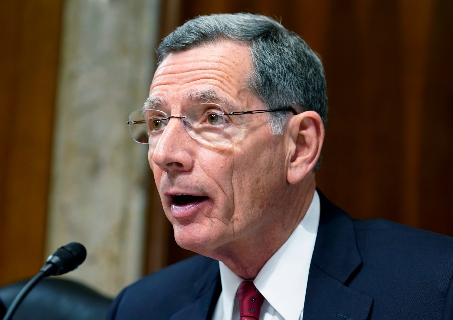 FILE - Sen. John Barrasso, R-Wyo., speaks during a Senate Energy and Natural Resources hearing, May 5, 2022, on Capitol Hill in Washington. Kentucky officials say they won't start paying out $21 million in economic incentives for a proposed electric vehicle battery facility until the company further explains why the U.S. Department of Energy abruptly rejected a $200 million loan for the project after some congressional Republicans argued the firm has improper ties to China. In February, Sen. Barrasso questioned whether the planned grant to Microvast would benefit China. Barrasso cited a company filing with the Securities and Exchange Commission in which Microvast said it may not be able to protect its intellectual property rights in China. (AP Photo/Mariam Zuhaib, file)