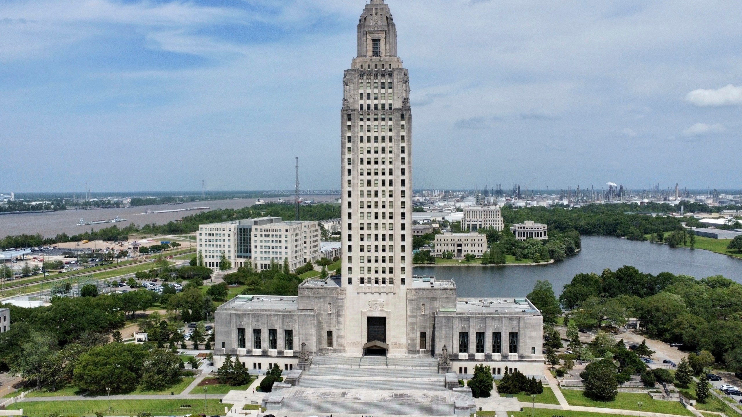 FILE - The Louisiana state Capitol stands on April 4, 2023, in Baton Rouge, La. In a victory for the transgender community, and bucking the trend of other reliably red states, a Republican-controlled Louisiana legislative committee voted to a kill a bill Wednesday, May 24, 2023, that would have banned gender-affirming medical care for minors. (AP Photo/Stephen Smith, File)