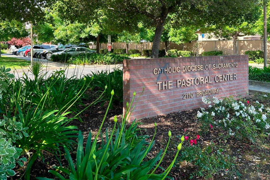 The Roman Catholic Diocese of Sacramento is seen in Sacramento, Calif., Monday, June 5, 2023. Sixteen migrants from Venezuela and Colombia were brought to the diocese's offices on Friday, June 2, 2023, after being flown from Texas to Sacramento. (AP Photo/Tran Nguyen)