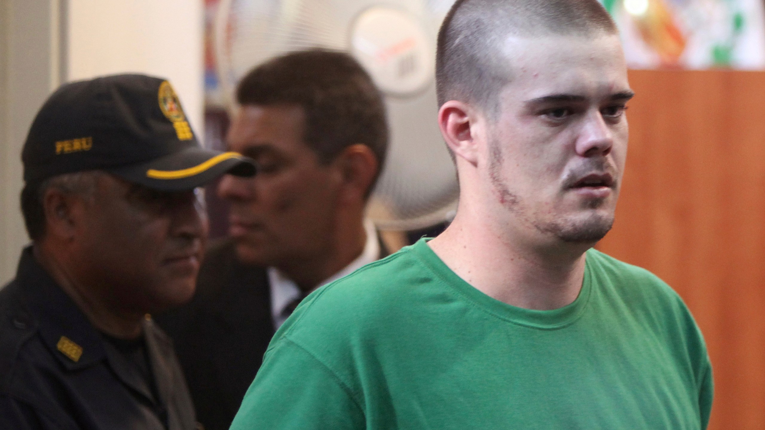 FILE - Joran van der Sloot arrives to the courtroom for his sentence at San Pedro prison in Lima, Peru, Friday Jan. 13, 2012. The main suspect in the 2005 disappearance of U.S. student Natalee Holloway is expected to be handed over to U.S. officials in Peru and flown to the United States on Thursday, June 8, 2023, roughly a month after both countries agreed on his extradition. (AP Photo/Karel Navarro, File)