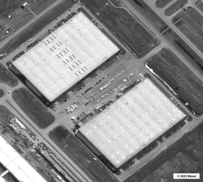 This image provided by Maxar Technologies and released by The White House shows an industrial site several hundred miles east of Moscow where U.S. intelligence officials believe Russia with Iran’s help, is building a factory to produce attack drones for use in its ongoing invasion of Ukraine. U.S. officials believe the plant in Russia’s Alabuga special economic zone could be operational by early next year. (Satellite image ©2023 Maxar Technologies via AP)