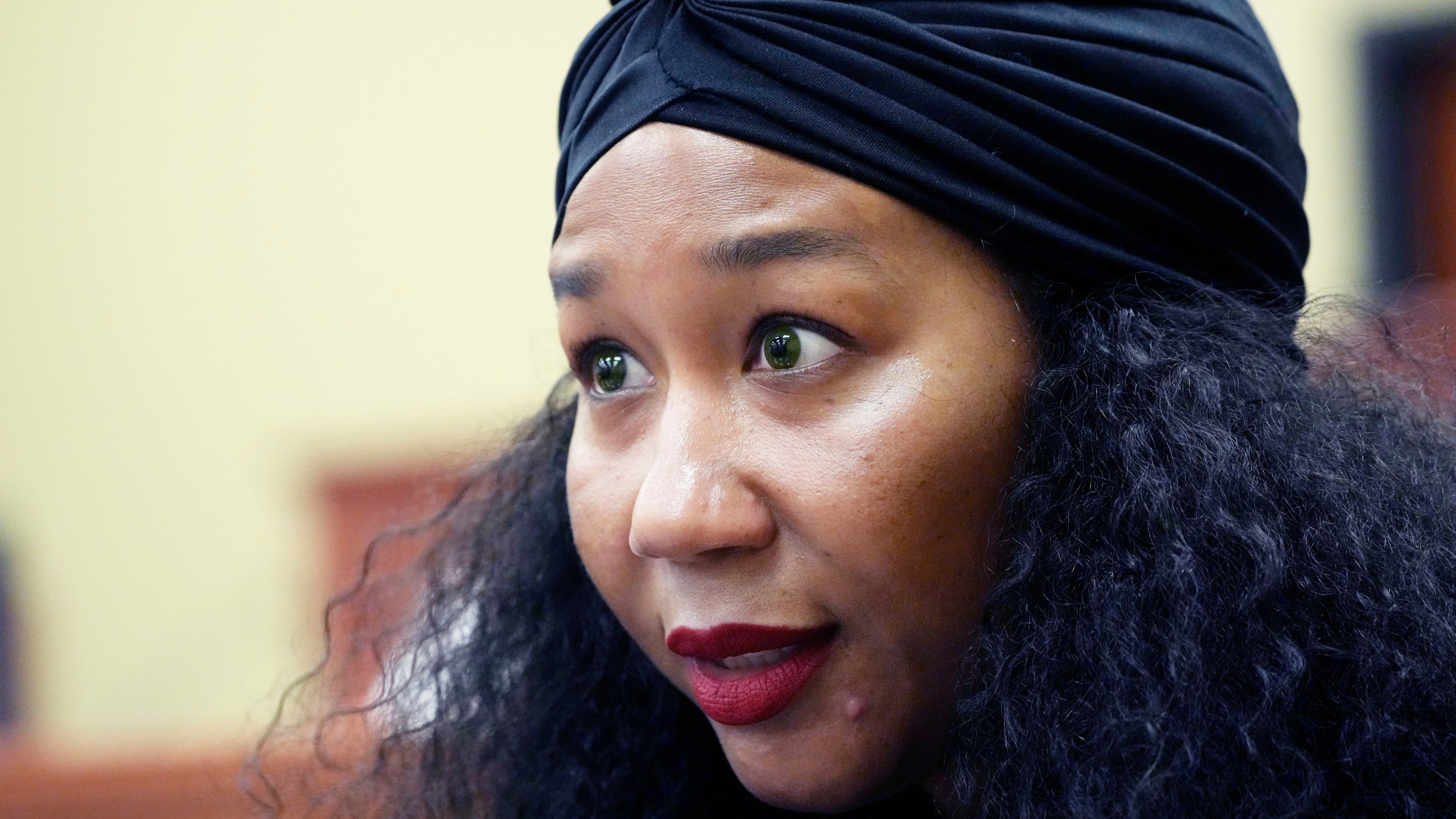 FILE - Jill Collen Jefferson, president of JULIAN, civil rights and international human rights law firm, speaks in Lexington, Miss., during a civil rights tour, June 1, 2023. The civil rights attorney was arrested Saturday, June 10, while filming a traffic stop conducted by officers from a police department she is suing in federal court. (AP Photo/Rogelio V. Solis, file)