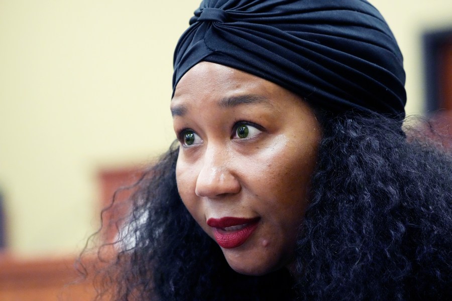 FILE - Jill Collen Jefferson, president of JULIAN, civil rights and international human rights law firm, speaks in Lexington, Miss., during a civil rights tour, June 1, 2023. The civil rights attorney was arrested Saturday, June 10, while filming a traffic stop conducted by officers from a police department she is suing in federal court. (AP Photo/Rogelio V. Solis, file)