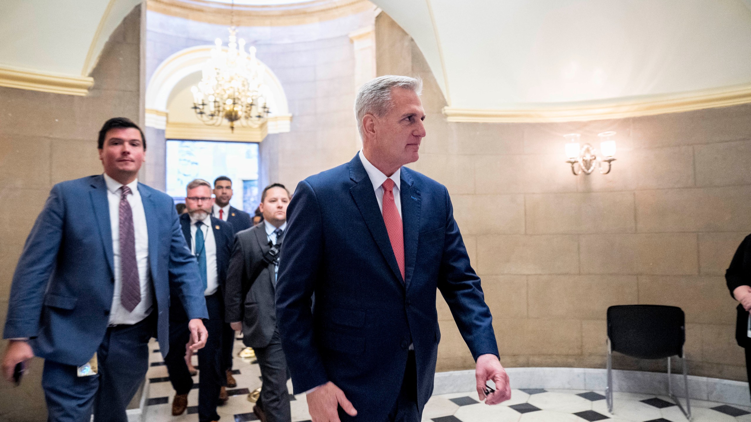 House Speaker Kevin McCarthy of Calif., leaves his office on Capitol Hill in Washington, Wednesday, June 7, 2023. (AP Photo/Andrew Harnik)