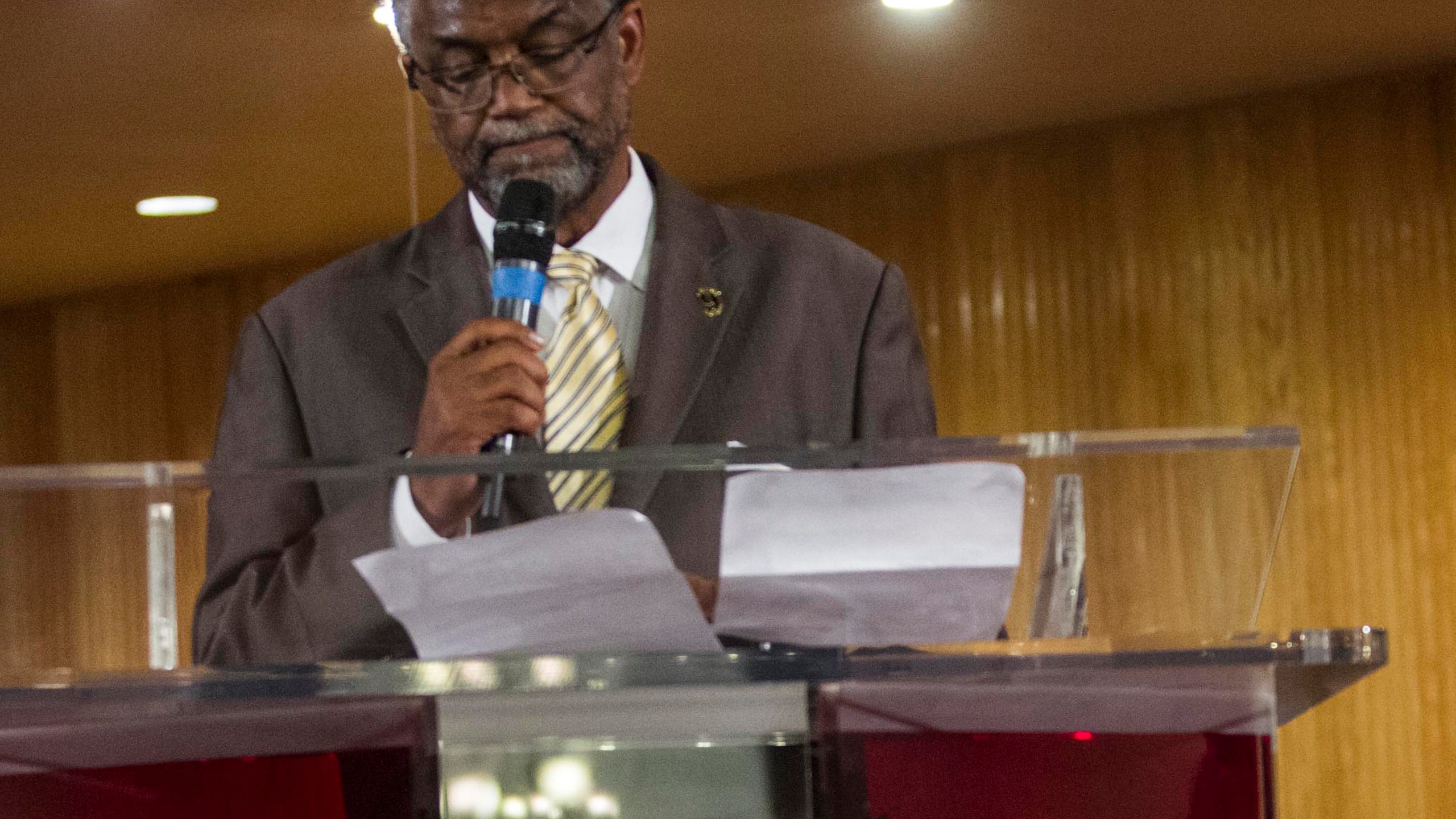 FILE - Los Angeles City council member Curren Price Jr., speaks at the Paradise Baptist Church in Los Angeles on Aug. 19, 2014, during a community forum. Prosecutors charged Price, with embezzlement and perjury on Tuesday, June 13, 2023. The criminal case is the latest one to upend the scandal-plagued governing board of the nation's second-largest largest city. (AP Photo/Ringo H.W. Chiu, File)