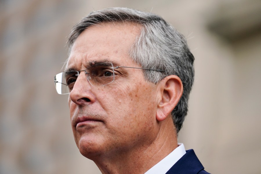 FILE - Georgia Secretary of State Brad Raffensperger speaks during a news conference in Atlanta, Nov. 11, 2020. Raffensperger is scheduled to speak Wednesday, June 28, 2023, to federal prosecutors from the office of Department of Justice special counsel Jack Smith, who has been looking into efforts by former President Donald Trump and his allies to overturn his 2020 election loss. (AP Photo/Brynn Anderson, File)