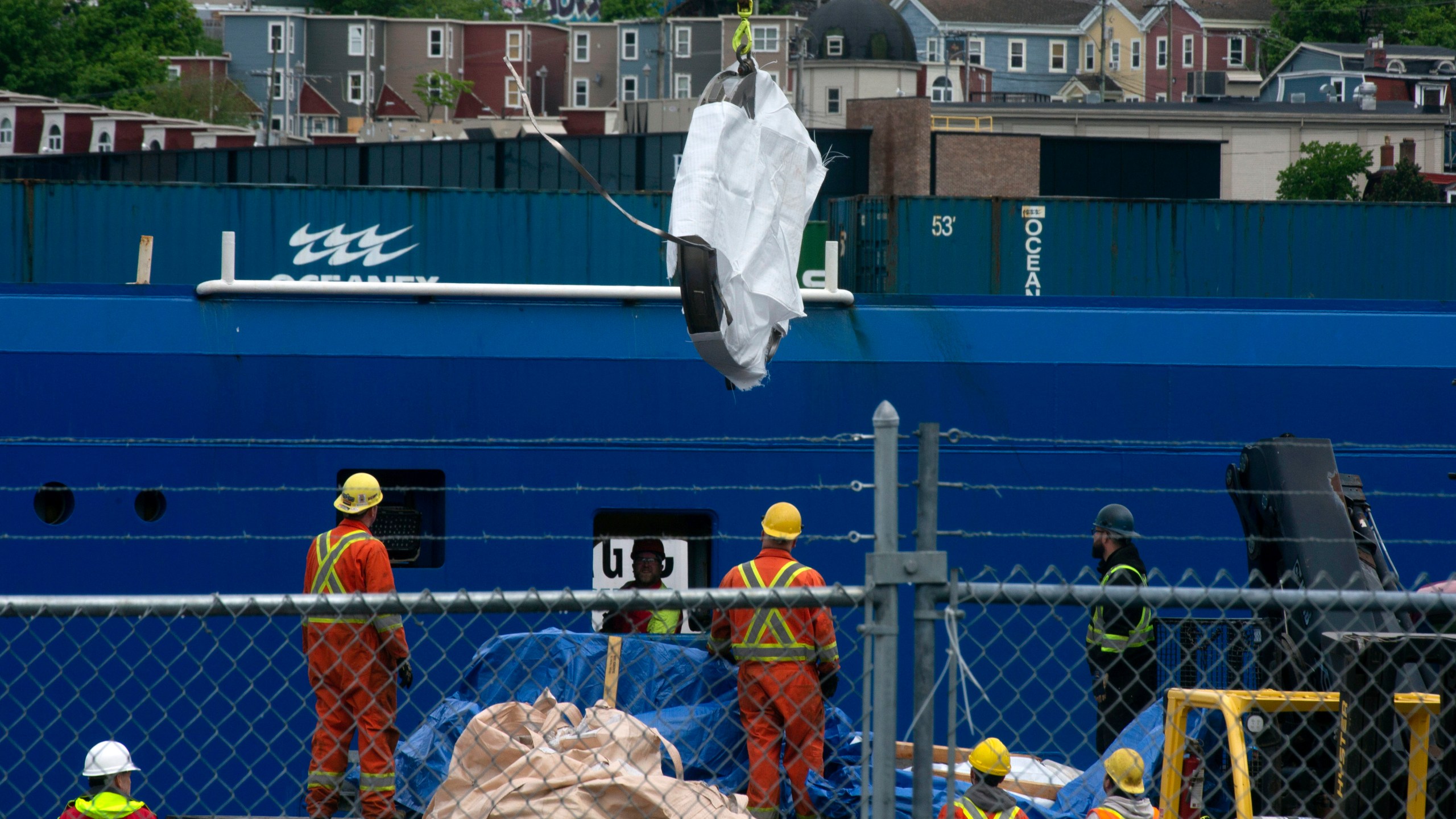 Debris from the Titan submersible, recovered from the ocean floor near the wreck of the Titanic.