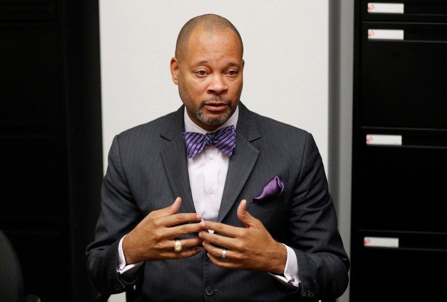 FILE - Nevada Attorney General Aaron Ford gestures during an interview in Las Vegas, on Dec. 14, 2018. Attorney General Ford announced Wednesday, July 5, 2023 the state has reached a $285 million settlement with Walgreens regarding the pharmacy chain’s role in the opioid epidemic. (AP Photo/John Locher, File)