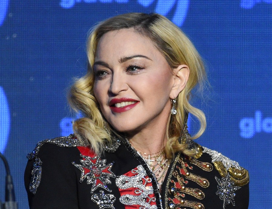 FILE - Madonna appears at the 30th annual GLAAD Media Awards in New York on May 4, 2019, in New York. . (Photo by Evan Agostini/Invision/AP, File)