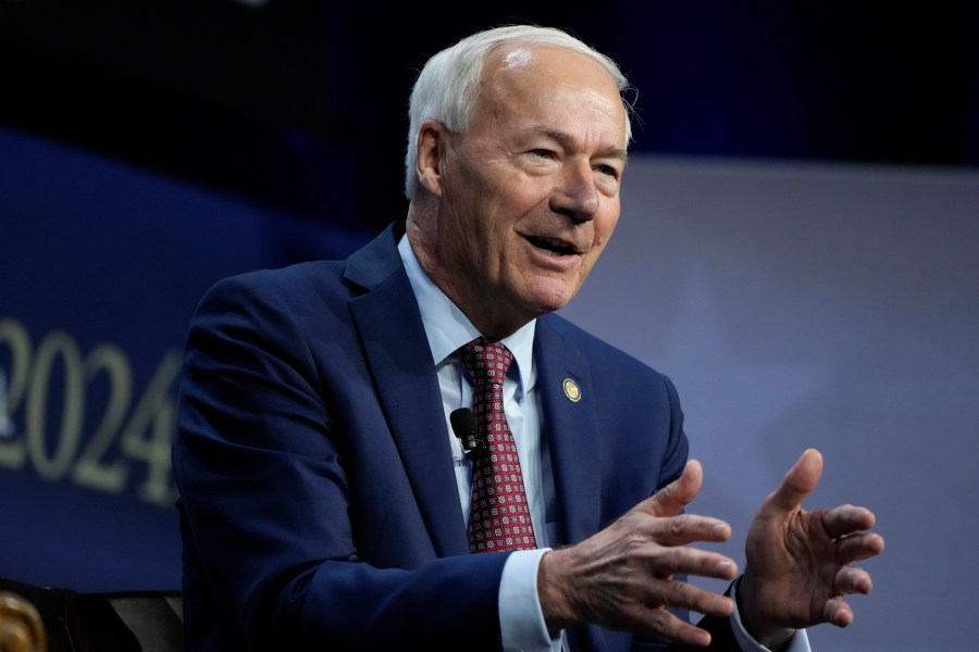 Republican presidential candidate former Arkansas Gov. Asa Hutchinson speaks during the Family Leadership Summit, Friday, July 14, 2023, in Des Moines, Iowa. (AP Photo/Charlie Neibergall)