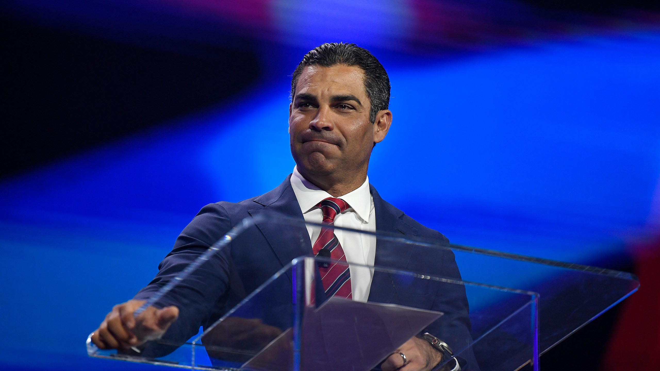 Miami Mayor Francis Suarez speaks during the Turning Point Action Conference, Sunday, July 16, 2023, in West Palm Beach, Fla. (AP Photo/Michael Laughlin)