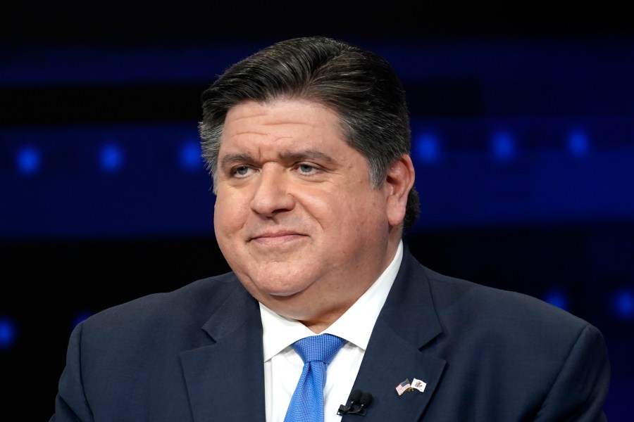 Illinois Gov. JB Pritzker participates in a debate with Republican gubernatorial challenger.