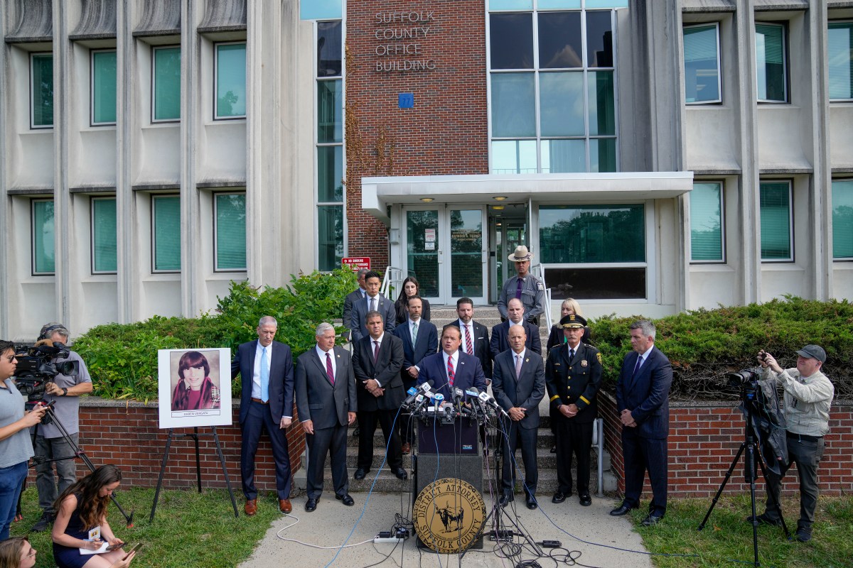 Suffolk County District Attorney Raymond Tierney speaks at a news conference to announce the identity of a victim investigators had called the "Jane Doe No. 7," as Karen Vergata, Friday, Aug. 4, 2023, in Hauppauge, New York. Law enforcement authorities said Friday they have identified a woman whose remains were found as far back as 1996 in different spots along the Long Island coast, some of them near the Gilgo Beach locations of bodies investigators believe were left by a serial killer. (AP Photo/John Minchillo)