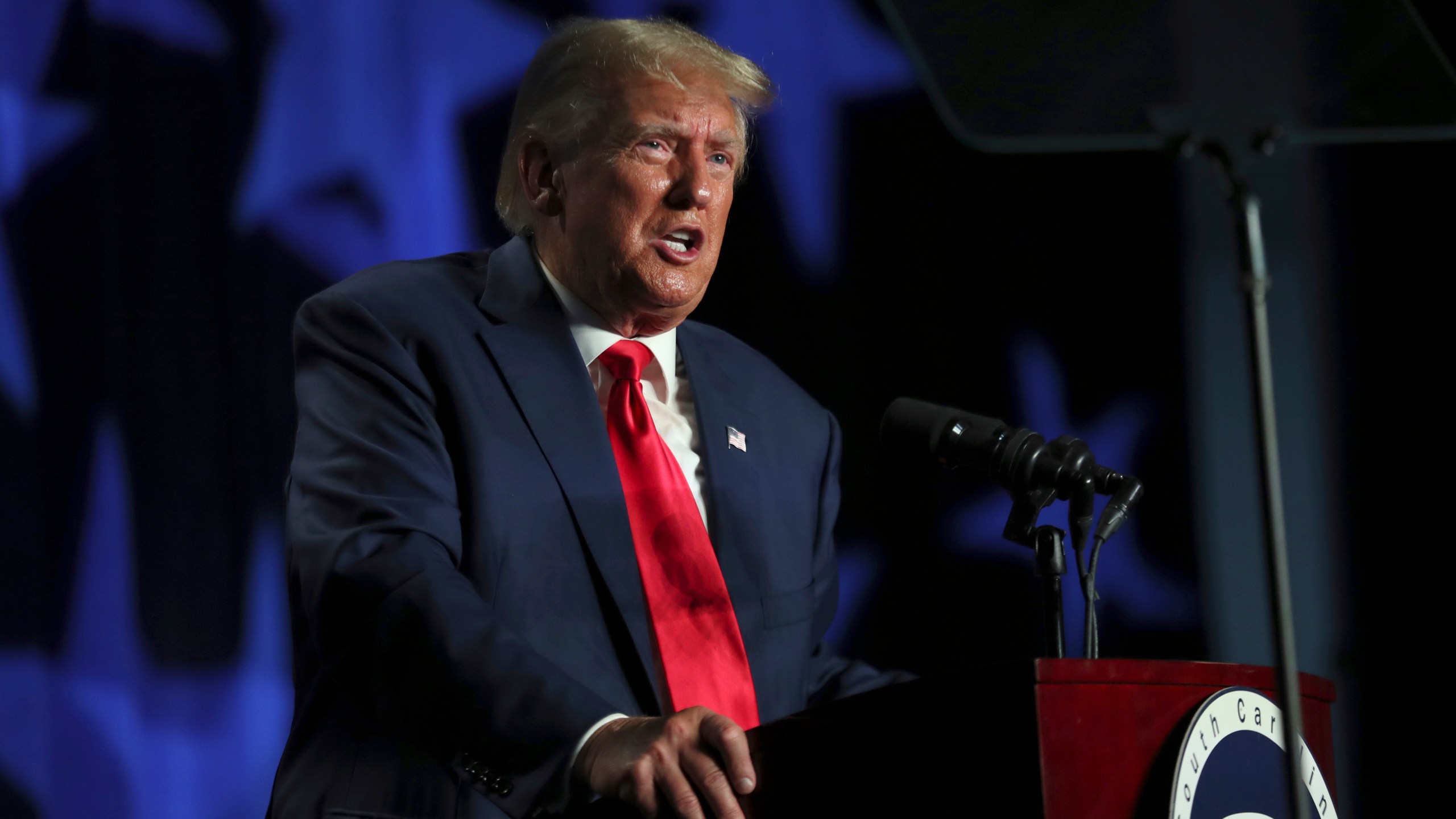 Former President Donald Trump speaks at the 56th annual Silver Elephant Gala in Columbia, S.C., Saturday, Aug. 5, 2023. (AP Photo/Artie Walker Jr.)