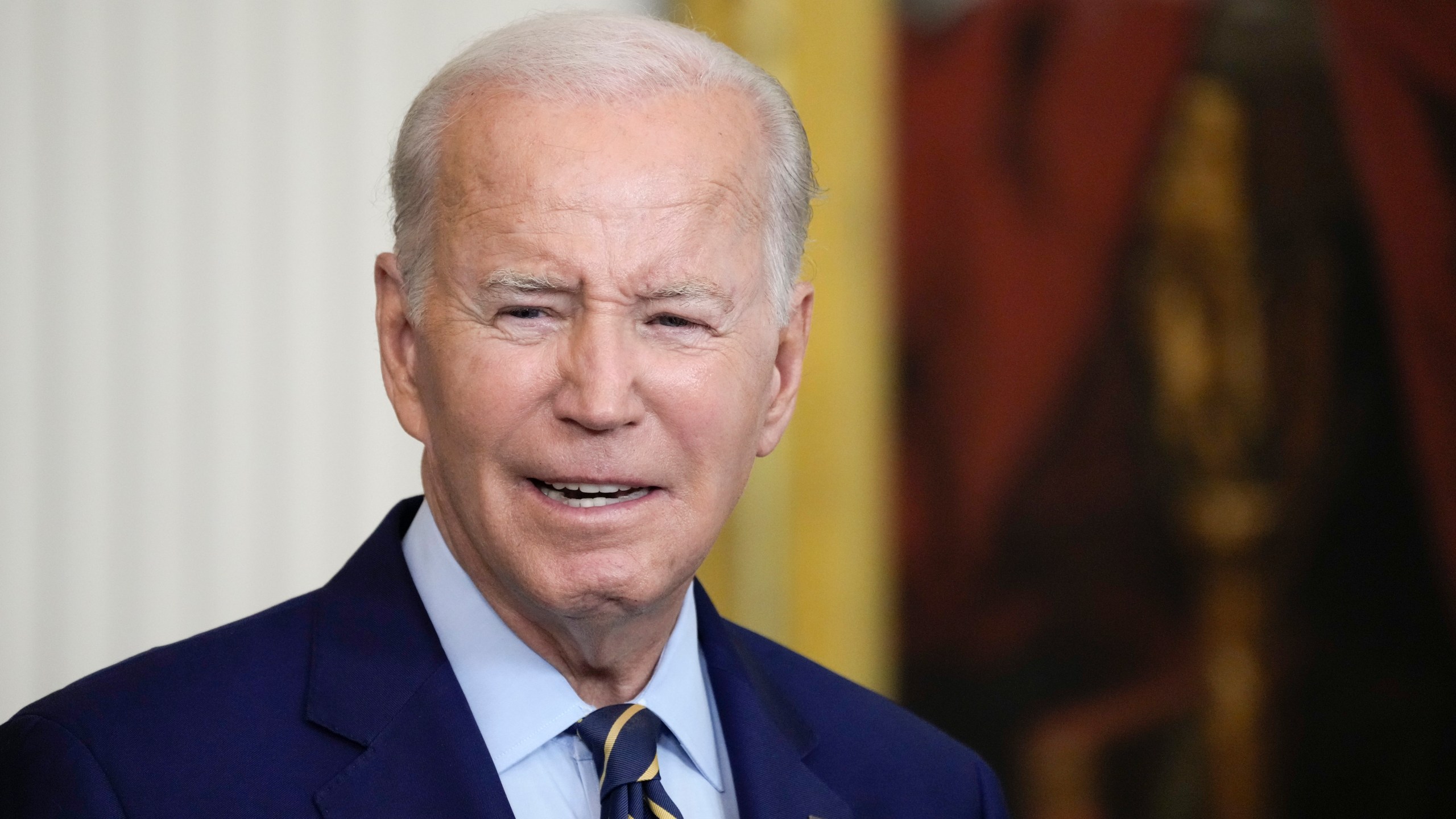 President Joe Biden speaks during an event celebrating the 2022 World Series champion Houston Astros baseball team, in the East Room of the White House, Monday, Aug. 7, 2023, in Washington. (AP Photo/Jacquelyn Martin)