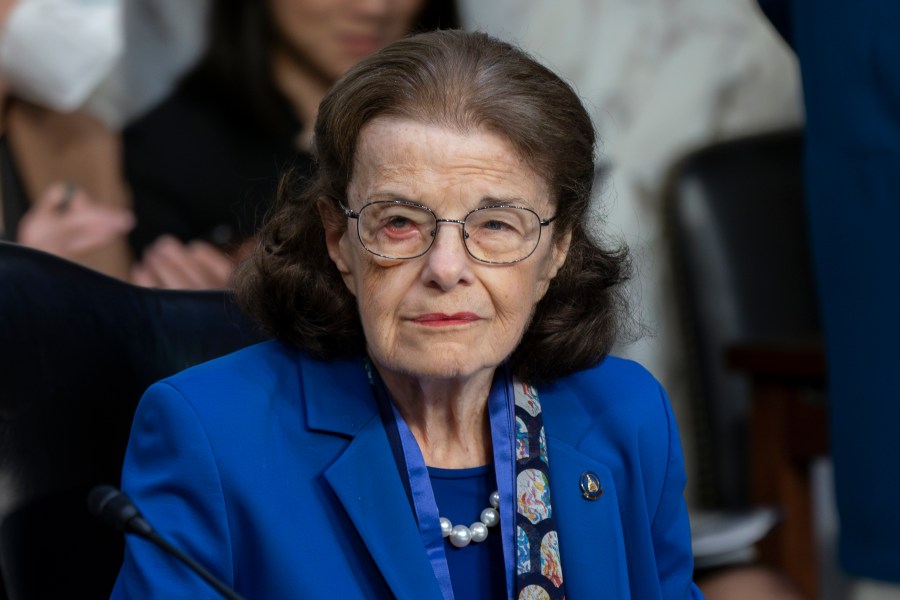 FILE - Sen. Dianne Feinstein, D-Calif., returns to the Senate Judiciary Committee following a more than two-month absence, at the Capitol in Washington, May 11, 2023. (AP Photo/J. Scott Applewhite, File)