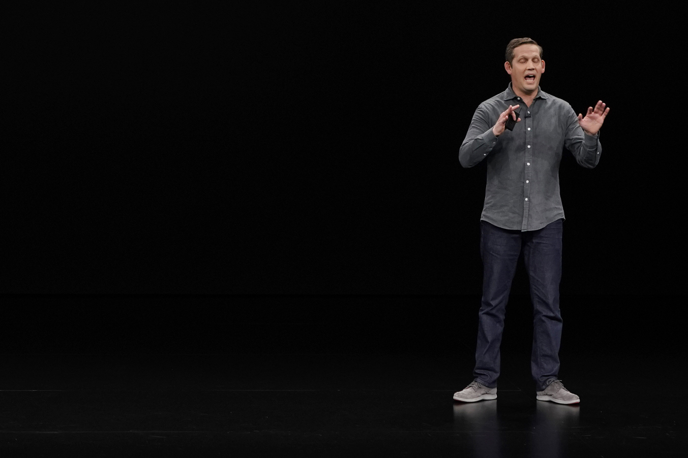 FILE - Peter Stern, Apple Vice President of Services, speaks at the Steve Jobs Theater during an event to announce new products Monday, March 25, 2019, in Cupertino, Calif. Ford said Monday, Aug. 14, 2023, it hired Stern, who will run Ford Integrated Services, a unit that will combine software and hardware into services.(AP Photo/Tony Avelar, File)