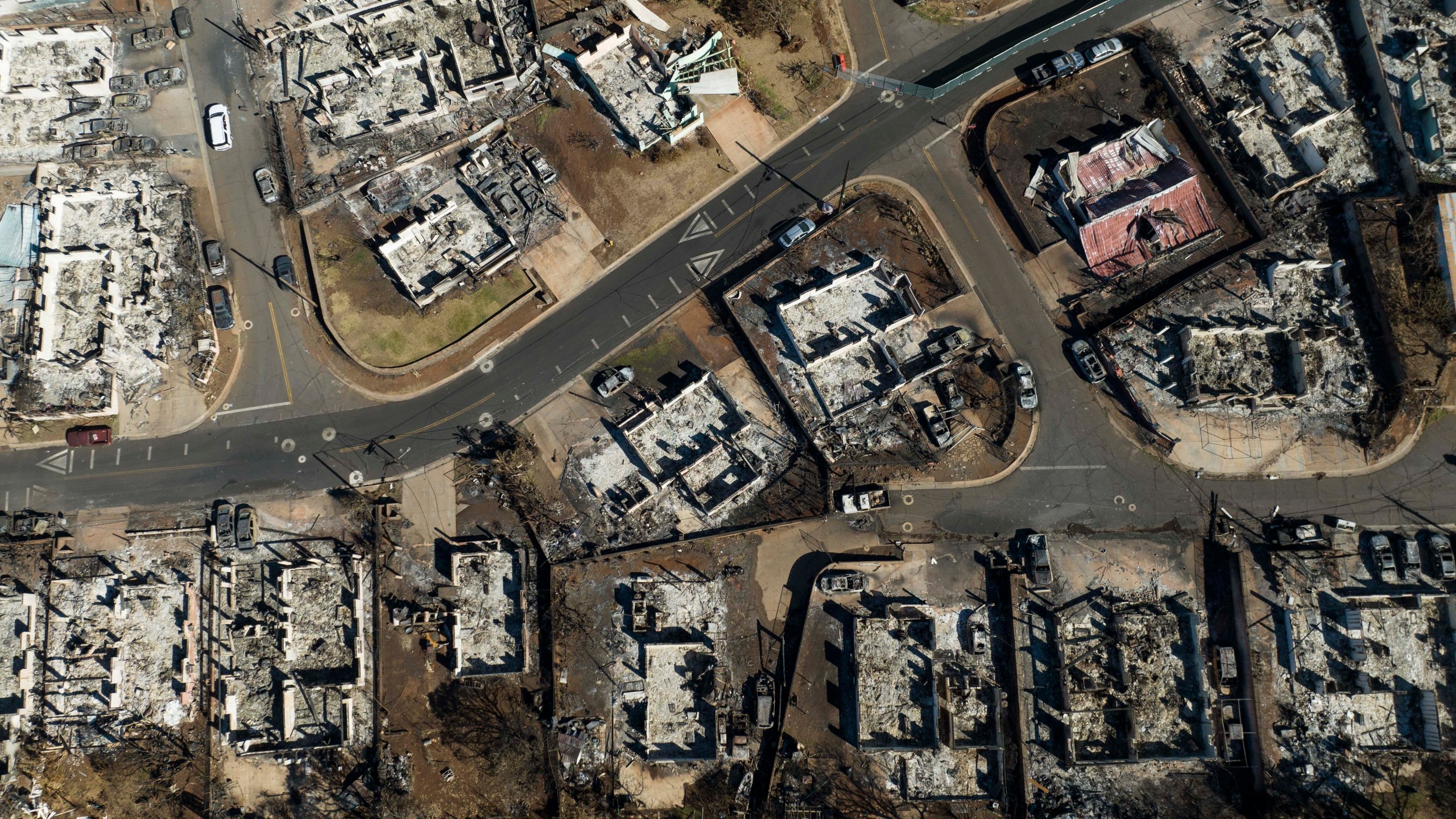 A general view shows the aftermath of a wildfire in Lahaina, Hawaii, Thursday, Aug. 17, 2023. Hawaii's governor vowed to protect local landowners from being “victimized” by opportunistic buyers when Maui rebuilds from deadly wildfires that incinerated a historic island community. (AP Photo/Jae C. Hong)