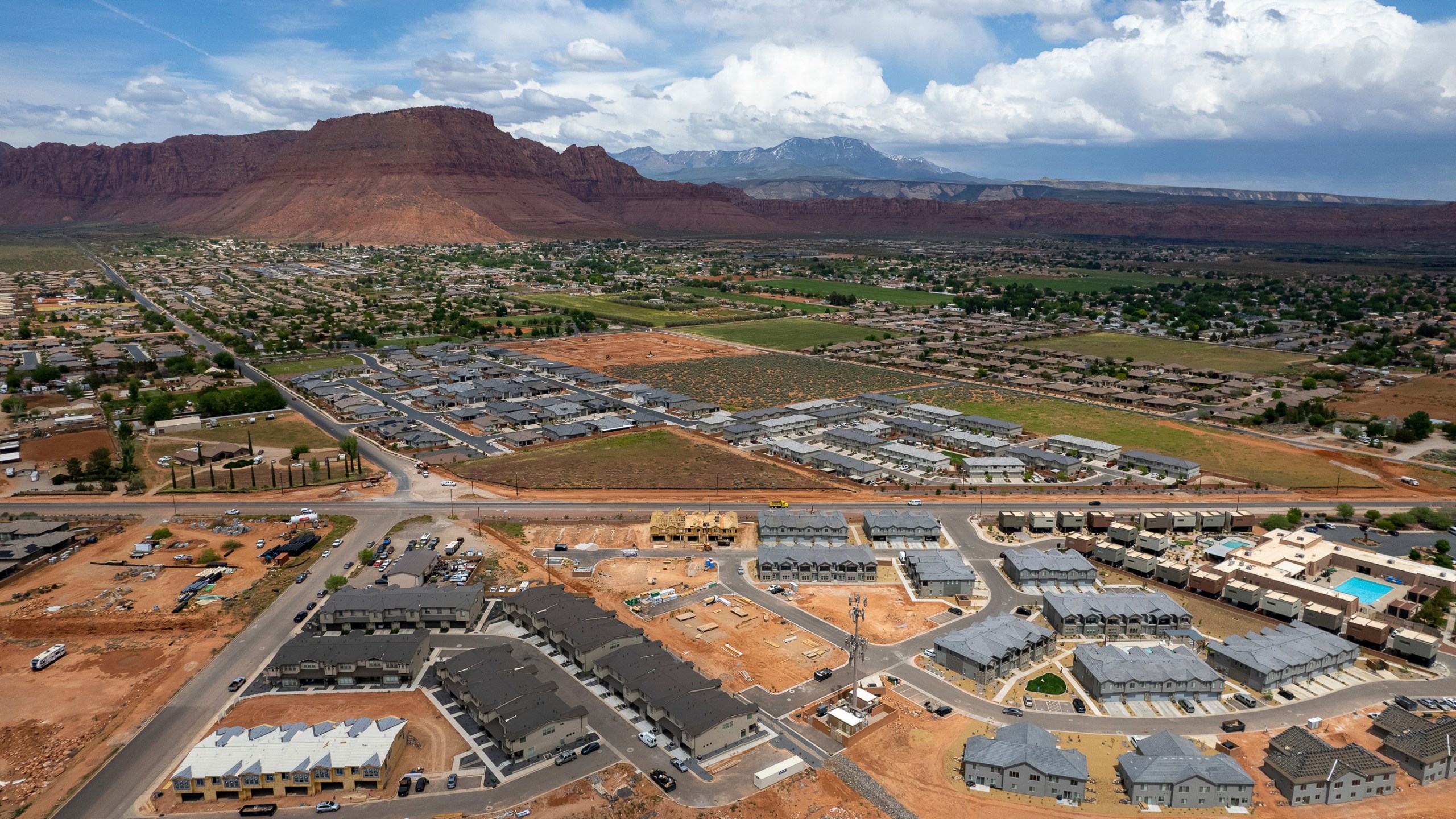 Housing developments are shown in Ivins, Utah, on Wednesday, May 3, 2023. A Utah woman who gave online parenting advice via a once popular YouTube channel has been arrested on suspicion of aggravated child abuse after her malnourished son escaped out a window and ran to a nearby house for help, authorities said. Ruby Franke, whose now defunct channel “8 Passengers” followed her family, was arrested Wednesday night, Aug. 30, 2023, in the southern Utah city of Ivins. (Trent Nelson/The Salt Lake Tribune via AP)