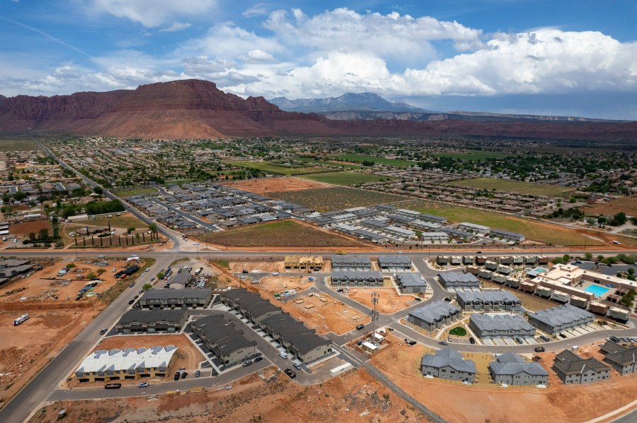 Housing developments are shown in Ivins, Utah, on Wednesday, May 3, 2023. A Utah woman who gave online parenting advice via a once popular YouTube channel has been arrested on suspicion of aggravated child abuse after her malnourished son escaped out a window and ran to a nearby house for help, authorities said. Ruby Franke, whose now defunct channel “8 Passengers” followed her family, was arrested Wednesday night, Aug. 30, 2023, in the southern Utah city of Ivins. (Trent Nelson/The Salt Lake Tribune via AP)