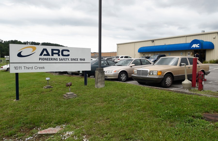 FILE - The ARC Automotive manufacturing plant in Knoxville, Tenn. is shown on July 14, 2015. (Adam Lau/Knoxville News Sentinel via AP, File)