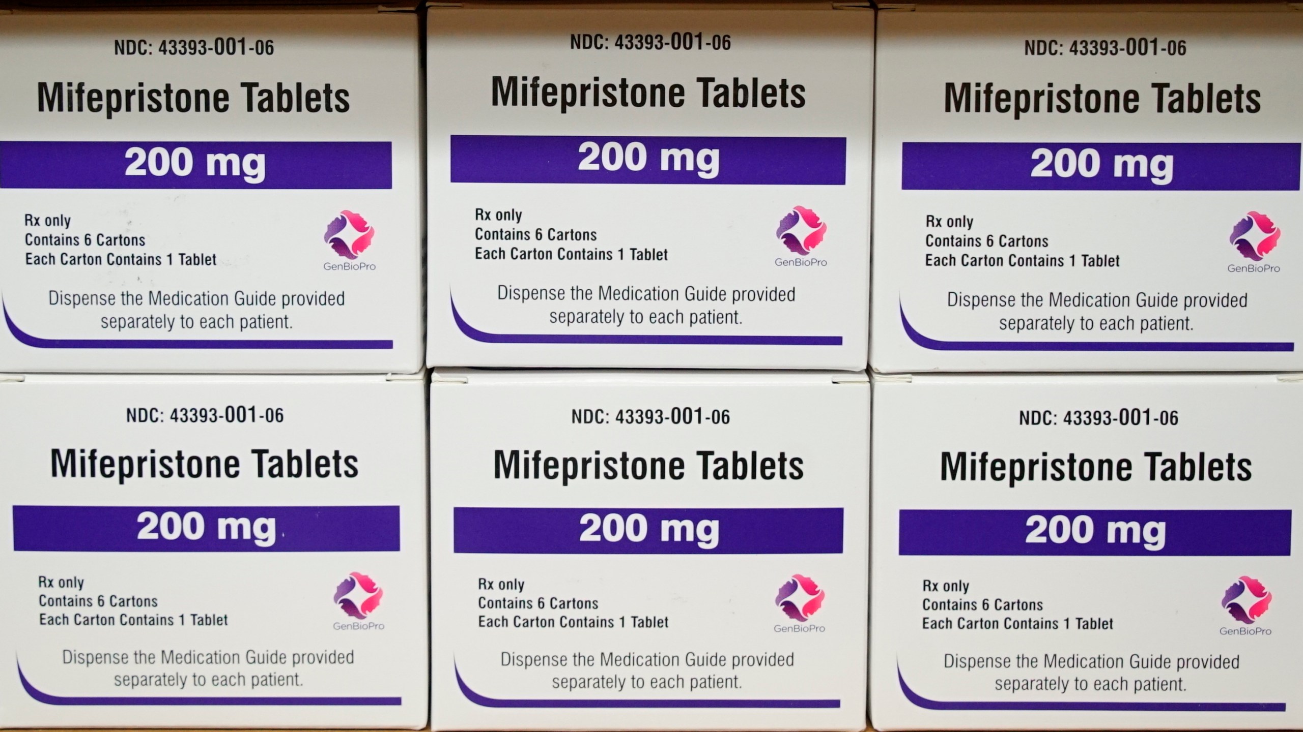 FILE - Boxes of the drug mifepristone sit on a shelf at the West Alabama Women's Center in Tuscaloosa, Ala., on March 16, 2022. The Supreme Court is being asked to reverse an appellate ruling that would cut off mail-order access to a drug used in the most common method of abortion in the United States. In an appeal filed Friday, Sept. 8, 2023, Danco Laboratories, the manufacturer of mifepristone, argued that federal judges should not second-guess the Food and Drug Administration's approval of the drug or the conditions under which it is dispensed. The Biden administration also was expected to file an appeal. (AP Photo/Allen G. Breed, File)